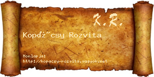 Kopácsy Rozvita névjegykártya